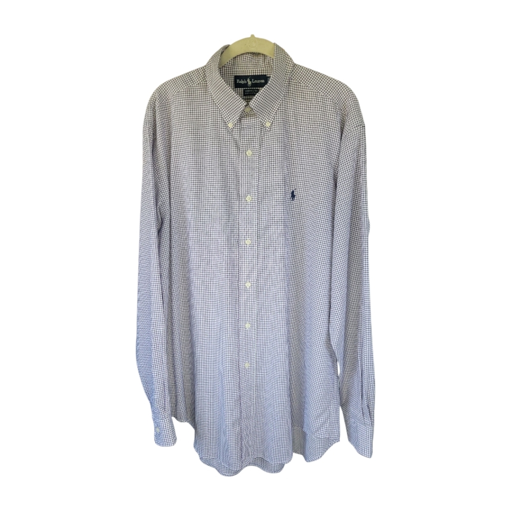 Ralph Lauren Yarmouth Purple Gingham Cotton Shirt 16 34/35 Preppy Ivy League